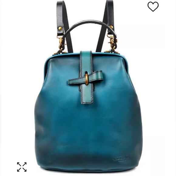NWT MSRP$420 OLD TREND Women's Genuine Leather Pamela Backpack Shoulder Bag Teal - Picture 3 of 7